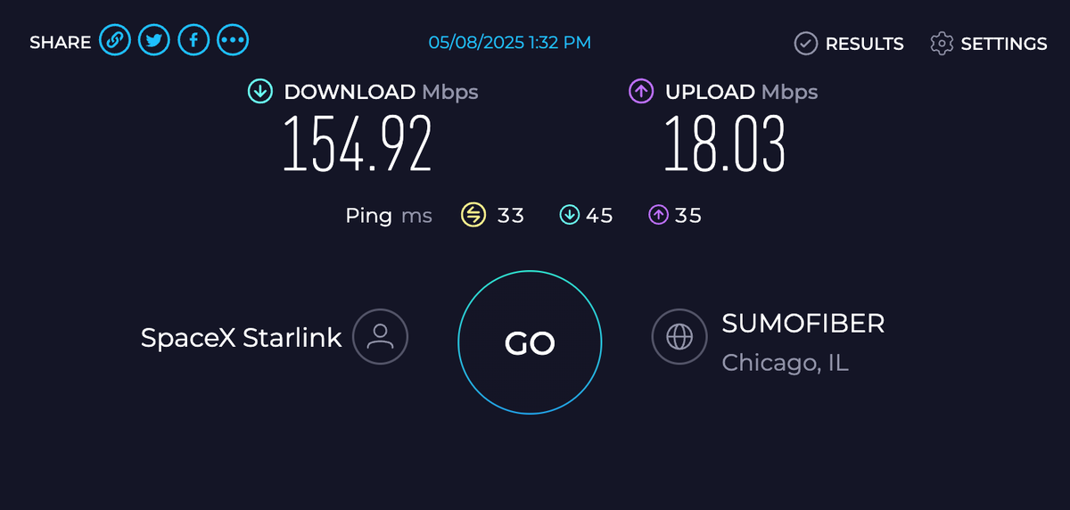 Starlink Speedtest 1